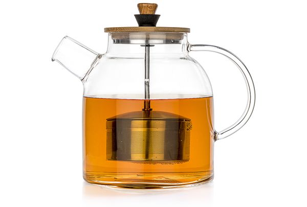 Bamboo and Glass Teapot and Kettle