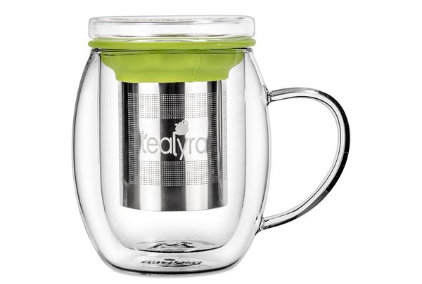 Double-walled, glass infuser cup